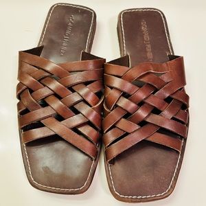 Donald Pliner Brown Leather Braided Woven Sandal Size 12